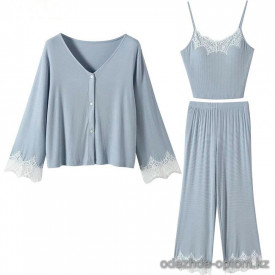 b15-2056 Комплект женской одежды для сна 3в1: кофта, майка и штаны, M-XL, 1 пачка (3 шт) b15-2056 Комплект женской одежды для сна 3в1: кофта, майка и штаны, M-XL, 1 пачка (3 шт)