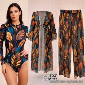 z2-7007 Купальник женский слитный в комплекте с накидкой и штанами, M-3XL, 1 пачка (5 шт) z2-7007 Купальник женский слитный в комплекте с накидкой и штанами, M-3XL, 1 пачка (5 шт)