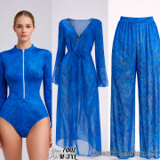 z2-7007-1 Купальник женский слитный в комплекте с накидкой и штанами, M-3XL, 1 пачка (5 шт)