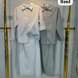 w26-7140 Костюм женский двойка: рубашка с длинными рукавами и юбка макси, 1 шт