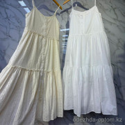 w37-1929 Платье женское однотонное на бретельках, стандарт, 1 шт