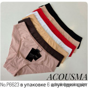 b4-P6623 Acousma Трусики женские однотонные эластичные, M-XL, 1 пачка (6 шт)