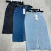 j4-0786 Юбка женская джинсовая с разрезом, S-XL, катон, 1 пачка (4 шт)