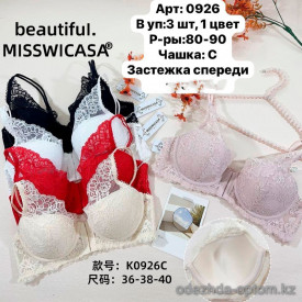 b6-0926 Miss Wicasa Бюстгальтер кружевной с застежкой впереди, чашка C, 1 пачка (3 шт)