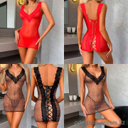 b13-1179 Пеньюар женский прозрачный в комплекте с трусиками, S-L, 1 пачка (3 шт)