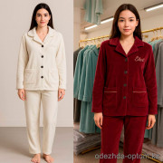 b15-0049-1 Комплект женской велюровой пижамы: рубашка и штаны, 1 пачка (3 шт)