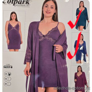 b4-16217-B Cotpark Сорочка в комплекте с халатом для крупных дам, 2XL-4XL, 1 пачка (3 шт)