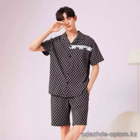 b15-7932-1 Комплект мужской пижамы: рубашка и шорты, L-3XL, 1 пачка (4 шт)
