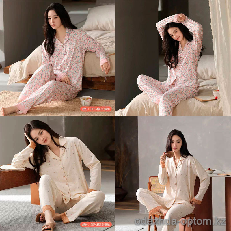 b15-8606 Комплект женской пижамы: рубашка и штаны, M-2XL, 1 пачка (4 шт) b15-8606 Комплект женской пижамы: рубашка и штаны, M-2XL, 1 пачка (4 шт)