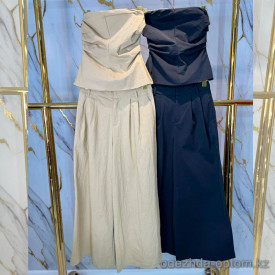 w26-7151 Костюм женский классический двойка: кофта без рукавов и юбка макси, стандарт, 1 шт
