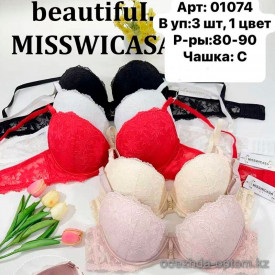 b6-01074 Miss Wicasa Бюстгальтер кружевной, чашка C, 1 пачка (3 шт) b6-01074 Miss Wicasa Бюстгальтер кружевной, чашка C, 1 пачка (3 шт)