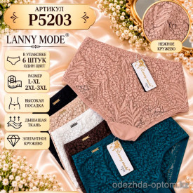 b4-P5203 Lanny Mode Трусики женские однотонные, большие размеры, L-3XL, 1 пачка (6 шт)