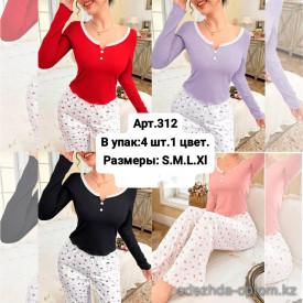 b6-312-4 Комплект женской пижамы: кофта и штаны, S-XL, 1 пачка (4 шт)