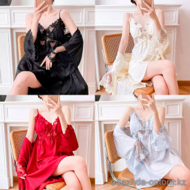 b16-2686 Сорочка женская в комплекте с халатом, M-XL, 1 пачка (3 шт)