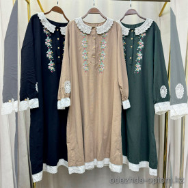 w20-1143 Платье женское длинное с вышивкой свободного кроя, стандарт (44-50), 1 шт