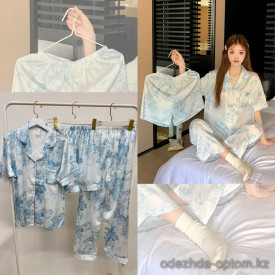 b15-166 Комплект женской шелковой пижамы 3в1: рубашка, шорты и штаны, 42-48, 1 пачка (3 шт) b15-166 Комплект женской шелковой пижамы 3в1: рубашка, шорты и штаны, 42-48, 1 пачка (3 шт)