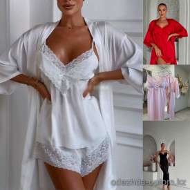 b15-8320 Комплект женской шелковой одежды для сна 5в1, M-XL, 1 пачка (3 шт) b15-8320 Комплект женской шелковой одежды для сна 5в1, M-XL, 1 пачка (3 шт)