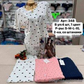 b6-348 Комплект женской одежды для сна: кофта и штаны, S-XL, 1 пачка (4 шт) b6-348 Комплект женской одежды для сна: кофта и штаны, S-XL, 1 пачка (4 шт)