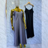 w37-0912 Платье женское однотонное на тонких лямках, шелк, стандарт (до 48), 1 шт