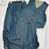 w6-0977 Костюм женский джинсовый двойка: жилетка и юбка свободного кроя, стандарт (44-50), 1 шт