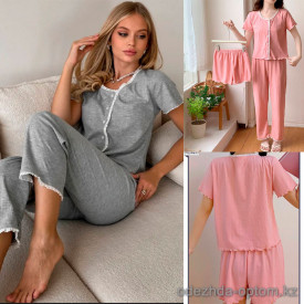 b16-555-1 Комплект женской пижамы 3в1, M-XL, 1 пачка (3 шт)
