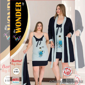 e1-b-1012 Miss WONDER Life Комплект домашней одежды для полных дам: сорочка и халат, стандарт, cotton, 1 пачка (4 шт)