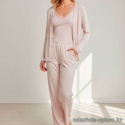 b15-2157 Комплект женской одежды для сна 3в1: кофта, майка и штаны, S-XL, 1 пачка (4 шт)