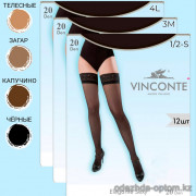 k4-EC-008 Vinconte Чулки женские с кружевной резинкой, 1/2S-4L, 20 ден, 1 пачка (12 шт)
