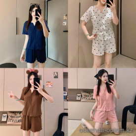 b16-346-1 Комплект женской пижамы: кофта и шорты, M-XL, 1 пачка (3 шт)