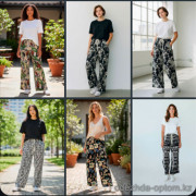 k2-B612 Штаны женские с принтом, 1 пачка (6 шт)