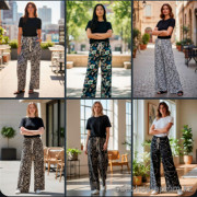 k2-B614 Штаны женские с принтом, 1 пачка (6 шт)