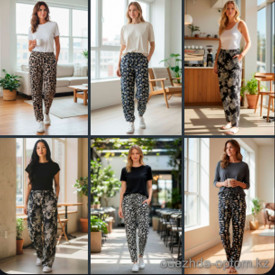 k2-B616 Штаны женские с принтом, 1 пачка (6 шт)