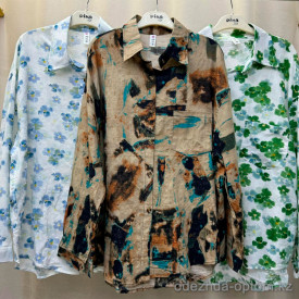 w20-1154 Рубашка женская с принтом свободного кроя, марлевка, стандарт (44-50), 1 шт