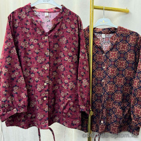 w20-1167 Рубашка женская с принтом свободного кроя, хлопок, стандарт (42-52), 1 шт