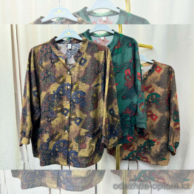 w20-1171 Рубашка женская с принтом свободного кроя, хлопок, стандарт (42-52), 1 шт