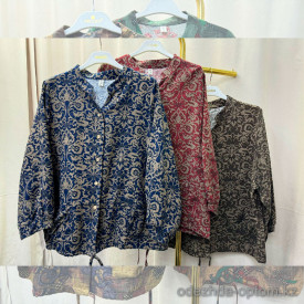 w20-1172 Рубашка женская с принтом свободного кроя, хлопок, стандарт (42-52), 1 шт