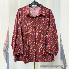 w20-1183 Рубашка женская с принтом свободного кроя, хлопок, стандарт (42-50), 1 шт