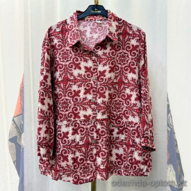 w20-1189 Рубашка женская с принтом свободного кроя, хлопок, стандарт (42-50), 1 шт