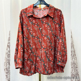 w20-1191 Рубашка женская с принтом свободного кроя, хлопок, стандарт (42-50), 1 шт