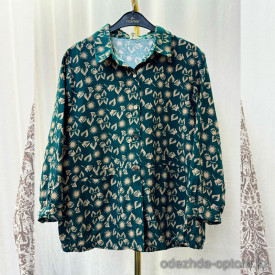 w20-1192 Рубашка женская с принтом свободного кроя, хлопок, стандарт (42-50), 1 шт