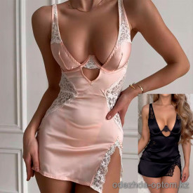 b13-1501-1 Пеньюар женский короткий с разрезом, S-L, 1 пачка (3 шт)