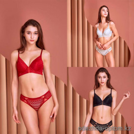 b13-21889 Комплект кружевного нижнего белья: бюстгальтер и трусики, чашка В, 1 пачка (3 шт)