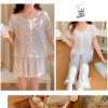 b16-555-4 Комплект женской пижамы 3в1: кофта, шорты и штаны, M-XL, 1 пачка (3 шт)