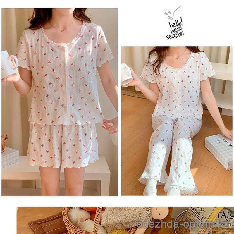 b16-555-4 Комплект женской пижамы 3в1: кофта, шорты и штаны, M-XL, 1 пачка (3 шт) b16-555-4 Комплект женской пижамы 3в1: кофта, шорты и штаны, M-XL, 1 пачка (3 шт)