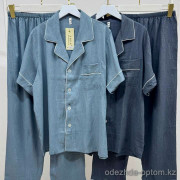 b15-9701 Комплект мужской муслиновой пижамы: рубашка и штаны, L-2XL, 1 пачка (3 шт)