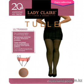 k1-6204 Lady Claire Прозрачные тюлевые полуматовые колготки, XL-2XL, 20 ден, 1 пачка (12 шт)