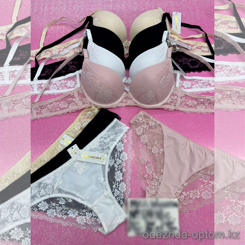 b6-0938 Miss Wicasa Комплект кружевного нижнего белья: бюстгальтер на тонком поролоне и трусики, чашка C, 1 пачка (3 шт) b6-0938 Miss Wicasa Комплект кружевного нижнего белья: бюстгальтер на тонком поролоне и трусики, чашка C, 1 пачка (3 шт)