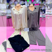 b6-1918-1 Комплект женской трикотажной пижамы: рубашка и штаны, S-XL, 1 пачка (4 шт)