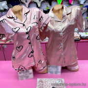 b6-9110 Комплект женской шелковой пижамы: рубашка и шорты, M-2XL, 1 пачка (4 шт)