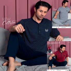 e1-1310 PIJAMERRY Пижама мужская: кофта и штаны, M-XXL, cotton elastan, 1 пачка (4 шт)